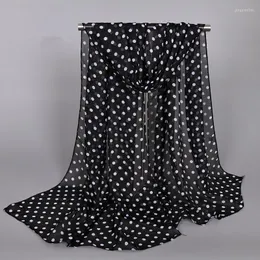 Halsdukar tryckt polka dot chiffon hijab halsduk kvinnor pareo strandhanddukar sommar höst mode muslimsk kvinna slöja wrap kvinnors udde