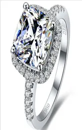 Top Brand Style 3 Karat Princess Cut Cojín Forma SONA Compromiso de diamante sintético o anillo de bodas Aniversario gift9086659