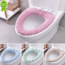 Nya stretchbara badrum toalettstolens närmlutningsbar tvättbar mjuk vinter varmare mattkudde kudde o-form toalettstolsband täcken