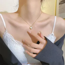 Chains 316L Stainless Steel Natural Seashells Love Heart Shape Pendant Collarbone Chain Ladies Necklace Fashion Exquisite Jewelry