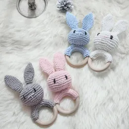 Rattles Mobiles Lets Make Baby Rattle 1pc Rabbit Crochet Molars Log Animal Teether Safe Troe Toys Mobile PRAM CRAB RING BARN PRODUKT 230518