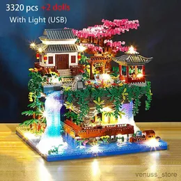 Blocks Tree House Diamond Building Blocks Garden Architecture Waterfall Light Toy for Kid over Gift R230629