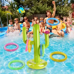Hava enflasyon oyuncak açık yüzme havuzu aksesuarları şişme kaktüs yüzüğü fırlatma oyun seti yüzen havuz oyuncakları plaj parti parti bar seyahat 230518