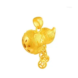 Pendant Necklaces Pure 24K Yellow Gold Womens Hollow Coin Gourd 3.85G Drop Delivery Jewelry Pendants Dhdkv