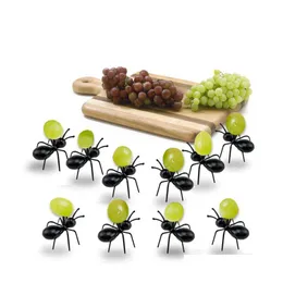 Forks Ant Tooticks Fruit Desser Fork 12pcs/partie wielokrotnego użytku dla zwierząt na przekąskę do ciasta