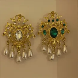 Mormor Green Gem Pearl Barock Brosch Palace Temperament Corsage Alloy Accessories Emamel Pin