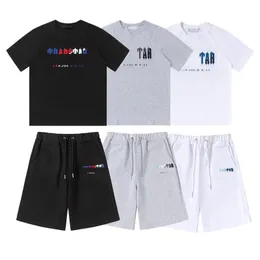 Luxury Mens Embroidered Sweat T Shirt Tracksuit In Black White