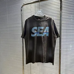القمصان للرجال القديس مايكل X Sea 23ss للرجال نساء قميص غسلت الضيق خمر الهيب هوب هاي هاي ستريت غير الرسمي قصير الحجم 230519