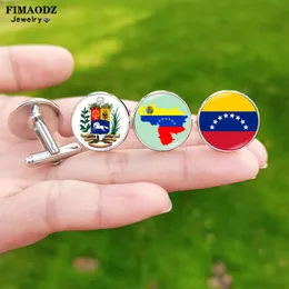 Gemelli con bandiera del Venezuela per uomo di alta qualità Spagna Emblema Mappa Immagine in vetro Gemelli personalizzati Bottoni per camicia Regalo