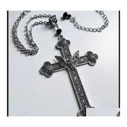 Anhänger Halsketten Goth Punk Bat Kreuz Halskette Für Männer Und Frauen Mode Trend Straße Zubehör Cosplay Requisiten Schmuck Geschenkanhänger DH78U