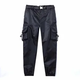 Mens Pants Tasarımcı Sonbahar ve Kış Yeni Moda Lüks Siyah Pantolon Yüksek Kaliteli İpek Kayma Rahat Pamuk Malzemesi Boyut Boyut Çok Cep Mens 2x8E