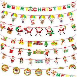 Banner Flags Christmas Cartoon Paper Flag School Mall Shop Center Happy New Year Decorations Drop Delivery Home Garden Festive Party Dhbj5