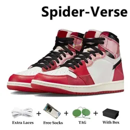 Venda com caixa Sapatos de basquete Sandálias ao ar livre Autêntico 1 1s High Og Spiders Man Dv1748-601 Across the Verse Sports Sneakers Trainers Mens Red White
