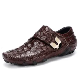 Mens äkta loafer klänning Driving Cow Leather Mönster hasp casual skor Zapatos Hombre