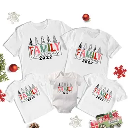 Familienoutfits Familie Weihnachten 2022 Interessante Familienhemden Baumwolle Eltern Kinder T-Shirts Top Baby Strumpfhosen Pyjamas Hemden Weihnachtsgeschenk G220519