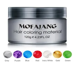 Mofajang Hair Wax 120G Zilver oma Grijs Haar Pomade 8 Kleuren Wegwerp Fashion Hair Styling Klei kleurplaten modder Cream7498692