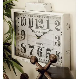 DecMode Reloj de pared estilo reloj de bolsillo de metal blanco de 16 x 15