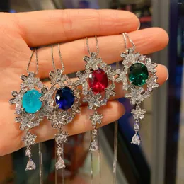 Kolye Kolyeler Retro Paraiba Tourmaline Emerald Ruby Safir Püskül Kar Tanesi Daisy Estetik Lüks Kadın Mücevher Tasarımcısı