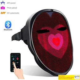 Bluetooth LED Mask Masquerade Toys APP Control RGB Light Up Programmable DIY Picture Animation Text Halloween Christmas Carnival