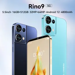 New cross-border Rino9 smartphone with 16+512 screens, right angle frame appearance, and spot shipment from foreign trade manufacturers