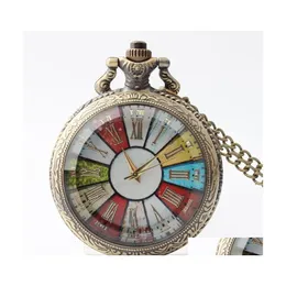 Zegarki kieszonkowe szklane zegarek naszyjnik mężczyźni kobiety steampunk łańcuch vintage rzymskie cyfry rzymskie kwarc FOB DROP DHBBD