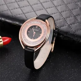 Avanadores de pulso Cagarny Mulheres relógios Top Brand Golden Crystal Diamond Leather Quartz Causal Ladies Bracelet Gifts Relogio feminino