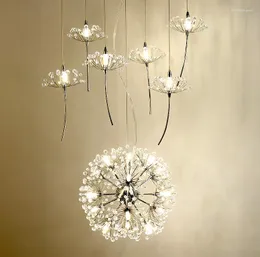 Lampy wisiork Europa krystaliczny żyrandol mniszek odzieży sklep restauracyjny salon g4 oświetlenie led loda schodami Droplight American Flower lampa