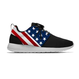 SURET BUTY US USA America American Flag gwiazdy patriotyczne duma bieganie swobodny oddychający lekki druk 3D Mężczyźni kobiety Sneakers 230518