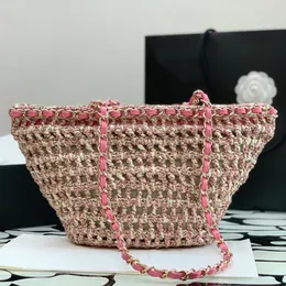 Дизайнерская цепная сумка вязание крючком маленькая сумка для покупок 10А Зеркало качество мешков на плечах с коробкой C053