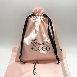 Links de manguito 20pcs Luxury cetim bolsa de capim para embalagem jóias jóias cosméticos seda saco de batedeira festeira presente maquiagem de maquiagem de sachet impressão 230519