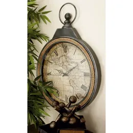 21 Brown Metal Pocket Watch Style Wall Clock med rep accent