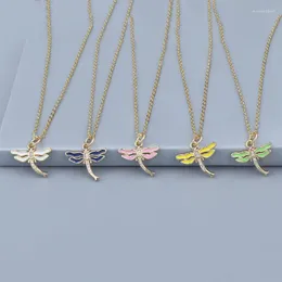 Pendant Necklaces Fashion Dragonfly For Women Simple Multicolor Clavicle Chain Insect Necklace Party Jewelry Accessories