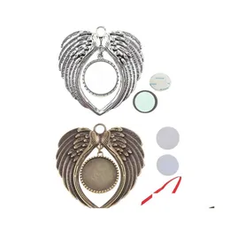 Pendant Necklaces Angel Wing Diy Po Blank Transfer Printing Mdf Jewelry Makingpendant Drop Delivery Pendants Dhrih