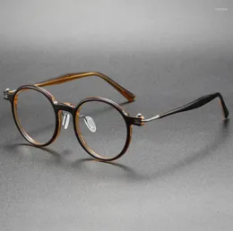 Sonnenbrillenrahmen Runder Rahmen Reines Titanacetat Brillen Männer Optische Brillen Marke Design Rezept Vintage Brille Frauen Spektakel