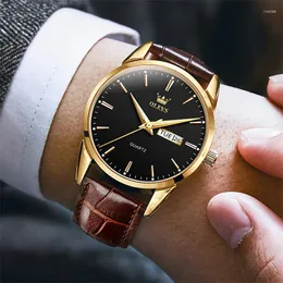 Relógios de pulso 2023 Mens relógios top waterproof Sport Wrist Watch Cronograph Quartz Militar Genuine Leather Relogio Masculino
