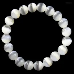 Pendanthalsband 28.2G 10mm Natural Energy Selenite Stone Ball Stretchy Armband 7.5 "SH6845