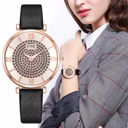 Armbandsur CCG Fashion Ladies Watches Luxury Rhinestone Leather Band Female Watch Luminous Roman Women Quartz Clock Zegarki