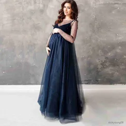 섹시한 출산 드레스 사진 긴 임신 사진 촬영 소나기 파티 파티 무지개 얇은 명사 임산부 가운 R230519