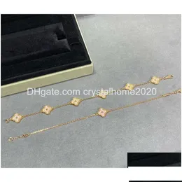 Подвесные ожерелья роскошная Va eSigner 18k золотая поперечная цепь мини -клевер 4 лист 6 цветочный кокер сияющий бриллиант -кристалл cz Zircon nekla dhhwt