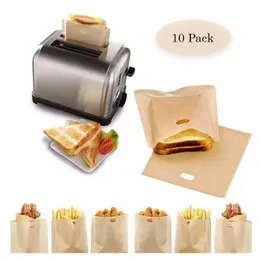 Kek Araçları 10 PCSSET Yeniden Kullanılabilir Tost Makinesi Çantası Sopa Ekmek Kum Çantaları Fiberglas Tost Mikrodalga Isıtma Hamaması 230518