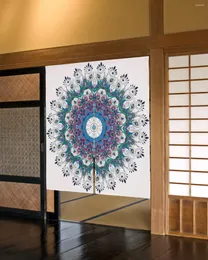 Curtain Feather Peacock Mandala Purple Door Japanese Partition Kitchen Decorative Drapes Entrance Hanging Half-curtain