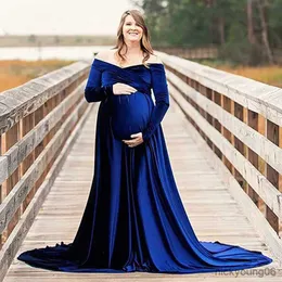 사진 촬영을위한 임신 가운 벨벳 가운 베이비 샤워 드레스 여성 임신 여성 목 임산부 복장 사진 R230519