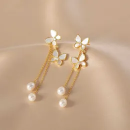 Charm LATS Exquisite Schmetterling Lange Quaste Ohrringe für Frauen Retro Romantische Perle Baumeln Ohrringe Modeschmuck Party Zubehör AA230518