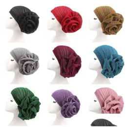 Party Hats Women Elastic Glitter Big Flower Turban Beanie Ladies Hair Protection 12 Colors Drop Delivery Home Garden Festive Supplies Dh3Qh