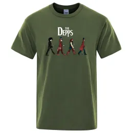Camiseta Funny The Depps Street Estampada Para Homens Verão Algodão Mangas Curtas Solta Camiseta Oversized Moda Casual
