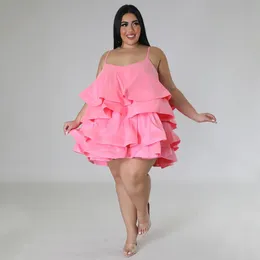 Plus size Dresses Size Evening Dres Ruffle Short Loose Party Dress Female Design Fashion Elegant Outfit 2023 Spring Casual Luxury Gown 230519