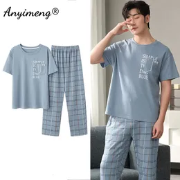 Erkekler Sweetwear Erkek Pijamaları 3xl 4xl Sweetwear Pamuklu Erkek Pijama Boy Loungewear Leisure Intiwar Sets Yaz Nightwear Erkek Ev Takım Pijamalar 230519