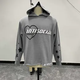 Toptan üretici mahsul kesme kenar boşlukları hoodies özel puf baskısı büyük boyutlu ham etek kırpılmış kapüşonlu erkekler d66r