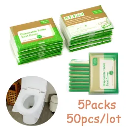 50pcs lot Disposable Toilet Seat Cover 100 Waterproof Safety Travel Camping Bathroom Accessiories Mat Portable