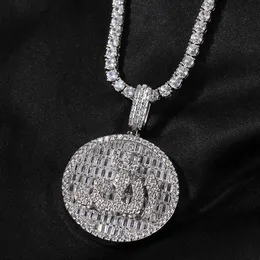 Hip-Hop Zircon Disc Symbol Pendant Halsband Herrens 18K guldpläterade trendiga halsbandsmycken